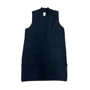Chico's Long Black Sweater‎ Vest Petite Size 0